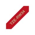 Miniatyrbild 2 av 4: Märkband olaminerad textil Brother TZe, TZ TZe-RW34 Bandfärg: Vinröd Skriftfärg:Guld 12 mm 4 m
