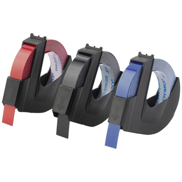 DYMO 3D Präglad tejp, etikettband Set 3 st Bandfärg: Blå-röd, Blå-svart Skriftfärg: Vit 9 mm 3 m S0847750