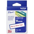 Miniatyrbild 1 av 5: Märkband Brother TZe, TZ TZe-222 Bandfärg: Vit Skriftfärg:Röd 9 mm 8 m