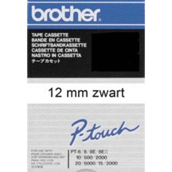 Märkband Brother TC TC-201 Bandfärg: Vit Skriftfärg:Svart 12 mm 7.7 m