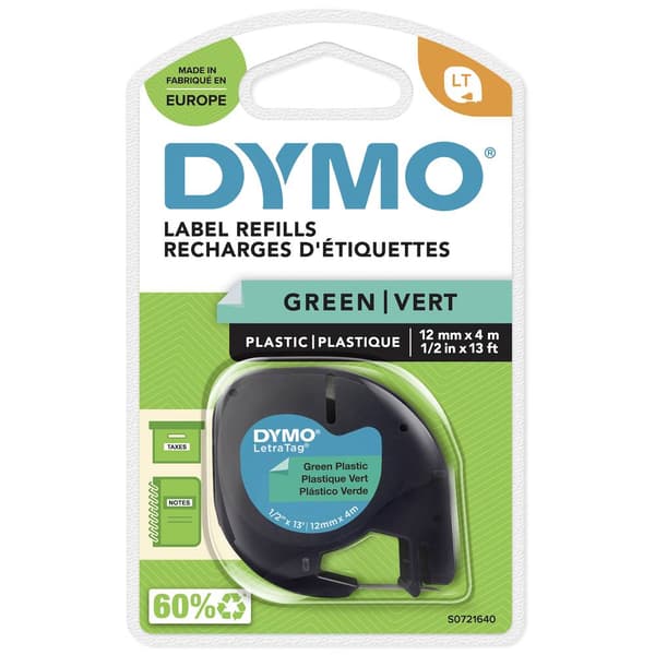 DYMO LT Märkband Bandfärg: Grön Skriftfärg: Svart 12 mm 4 m S0721640
