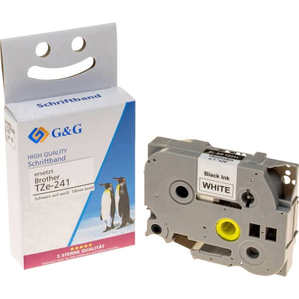 Märkband G&G 14954 Kompatibel Ersätter Brother TZe-241 Bandfärg: Vit Skriftfärg: Svart 18 mm 8 m