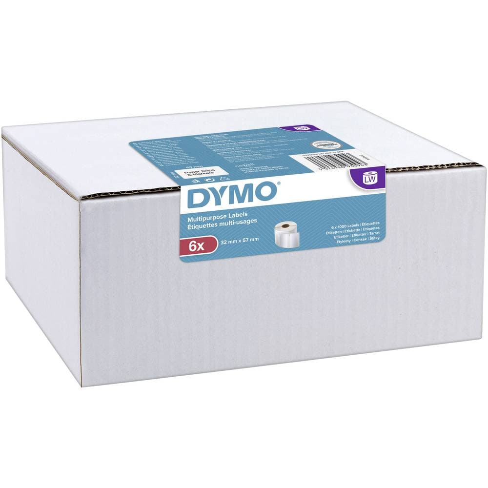 DYMO Etikettrulle 57 x 32 mm Papper Vit 6000 st Permanent 2093094 Universaletiketter