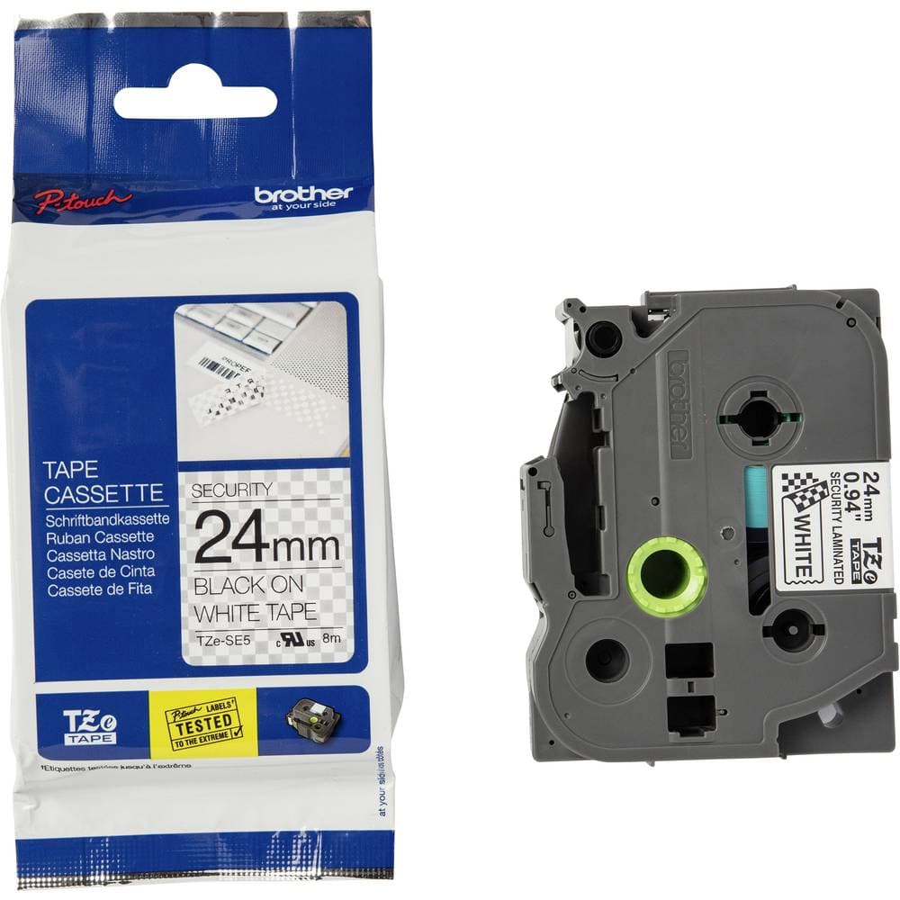 Märkband säkerhet/försegling Brother TZe-SE5 Bandfärg: Vit Skriftfärg: Svart 24 mm 8 m
