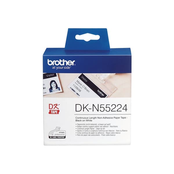 Brother DK-N55224 Etikettrulle 54 mm x 30.48 m Papper Vit 1 st Icke adhesiv DKN55224 Universaletiketter