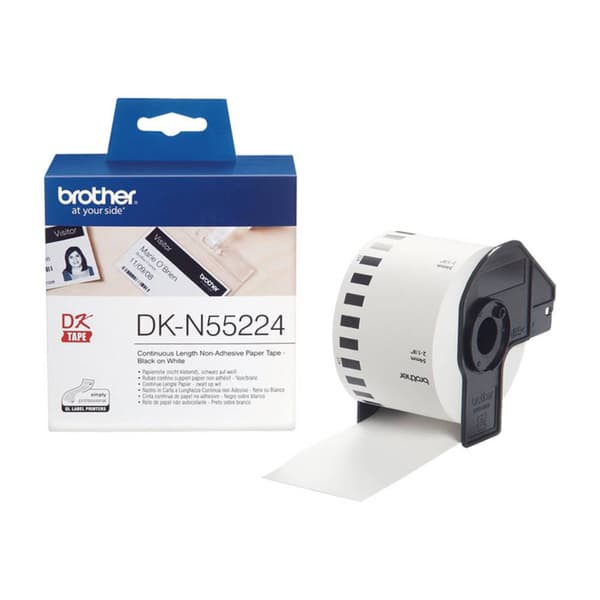 Brother DK-N55224 Etikettrulle 54 mm x 30.48 m Papper Vit 1 st Icke adhesiv DKN55224 Universaletiketter
