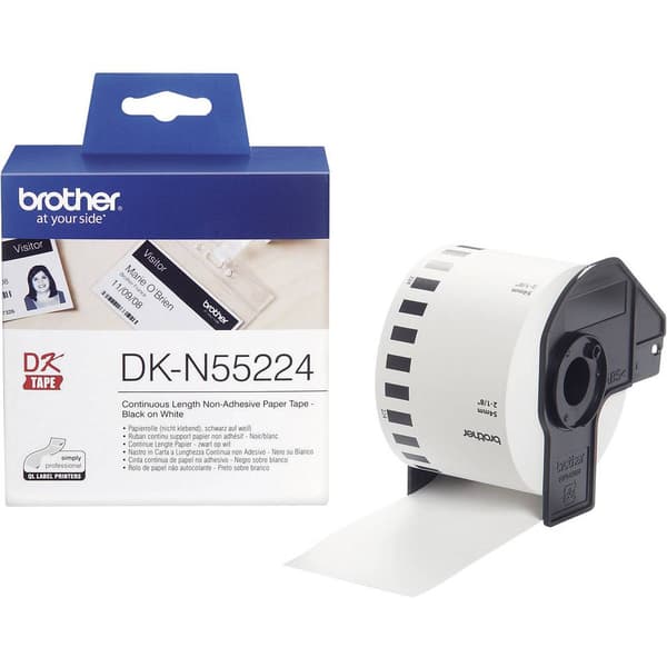 Brother DK-N55224 Etikettrulle 54 mm x 30.48 m Papper Vit 1 st Icke adhesiv DKN55224 Universaletiketter