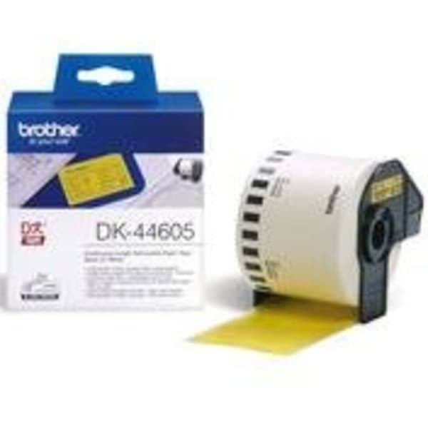 Brother DK-44605 Etikettrulle 62 mm x 30.48 m Papper Gul 1 st Repositionerbart DK44605 Universaletiketter