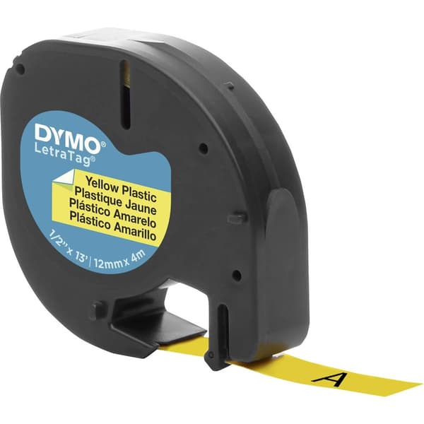 DYMO LT Märkband Bandfärg: Hypergul Skriftfärg: Svart 12 mm 4 m S0721620