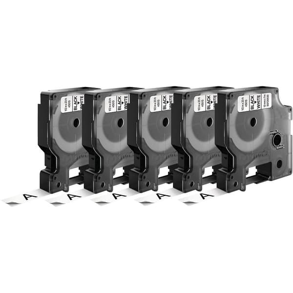 DYMO 45013 (x5) Märkband Set 5 st Bandfärg: Vit Skriftfärg: Svart 12 mm 7 m