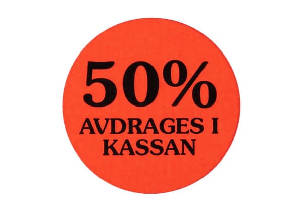 Etikett 50% avdrages i kassan 2000/RL