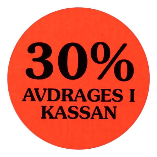 Etikett 30% avdrages i kassan 2000/RL