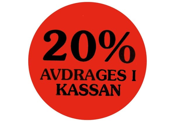 Etikett 20% avdrages i kassan 2000/RL