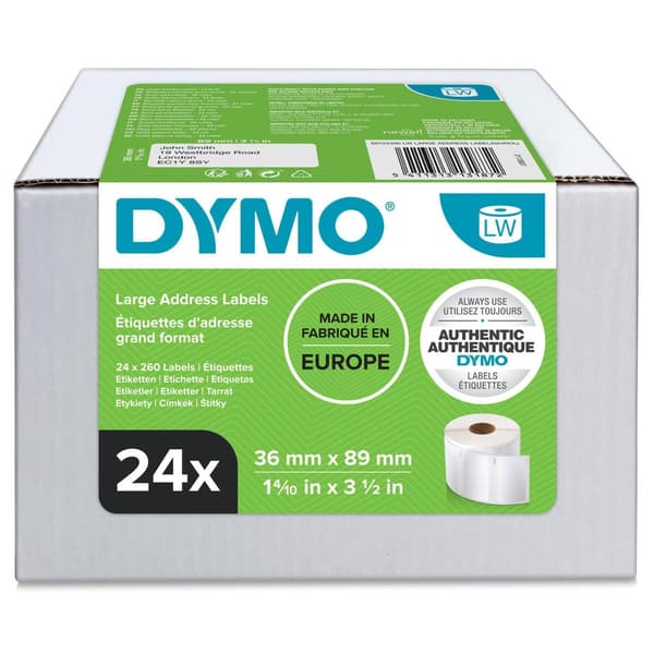 Etikett DYMO S0722390 89x36mm 6240/fp