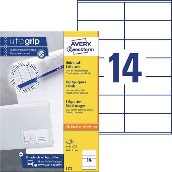 Etikett AVERY 105x41mm 1400/fp