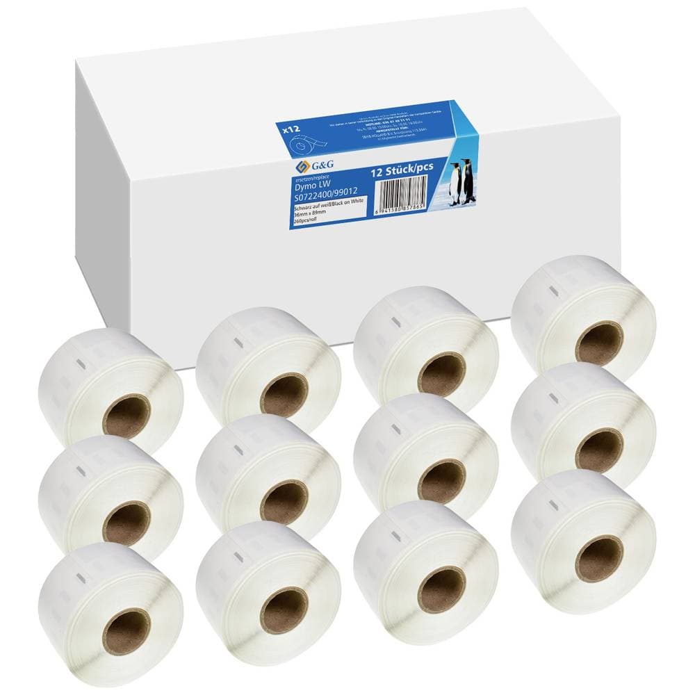 G&G Etikettrulle 36 x 89 mm Papper 12 rullar (n) 19328 Adressetiketter