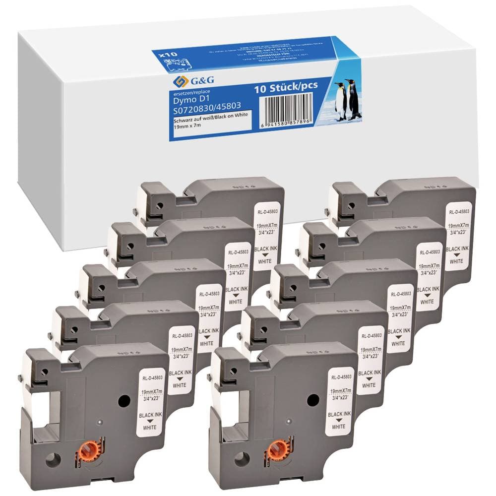 Märkband G&G 19333 Bandfärg: Vit Skriftfärg: Svart 19 mm 7 m