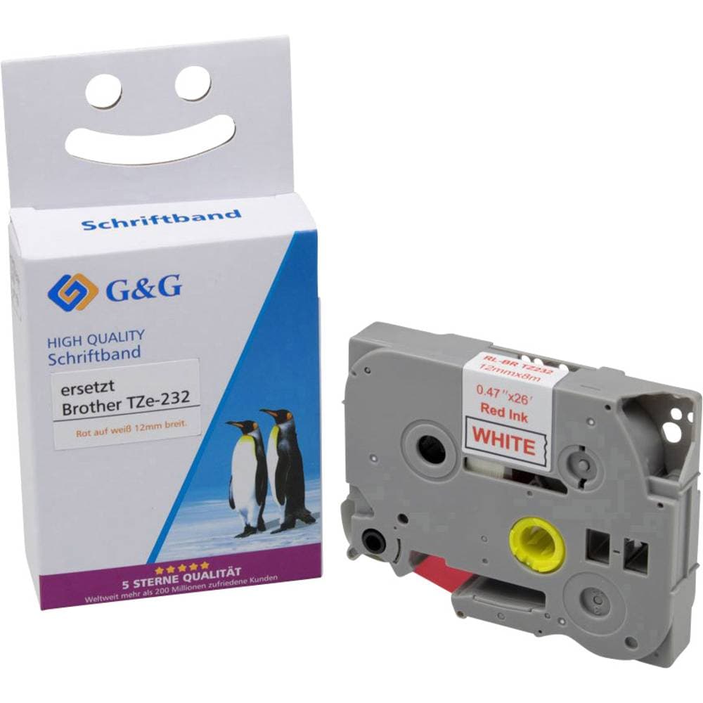 Märkband G&G Bandfärg: Vit Skriftfärg: Röd 12 mm 8 m