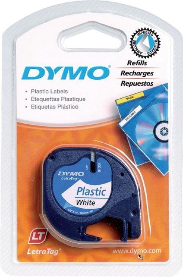 Dymo etikettape - 91201 Letratag - Hvid