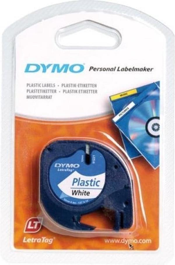 Dymo etikettape - 91201 Letratag - Hvid
