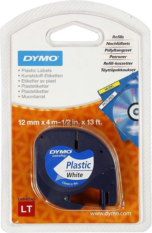 Dymo etikettape - 91201 Letratag - Hvid