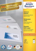 Miniatyrbild 1 av 7: Avery vita etiketter QuickPeel-format 105 x 41 mm (bxh) 1 400 stycken 14 per ark låda med 100 ark