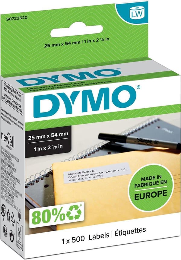 Etikett Dymo 11352 etikettskrivare 25x54mm 500 st