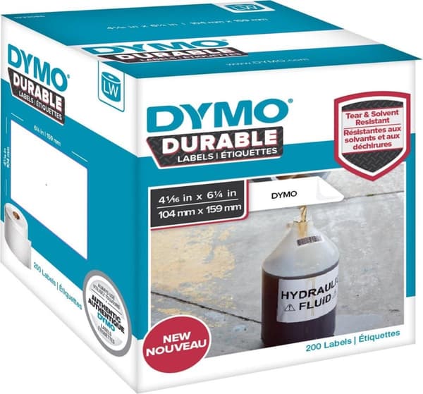 DYMO® LW hållbar (104 mm x 159 mm) med polypropen, 200 etiketter