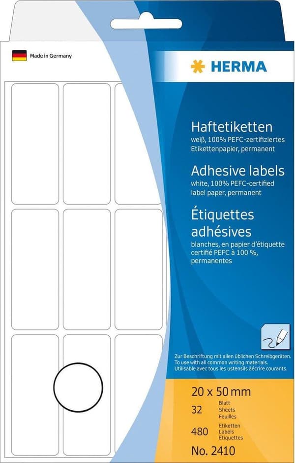 Private label Herma 2410 Universal Label 20x50mm Hvid - 480 labels