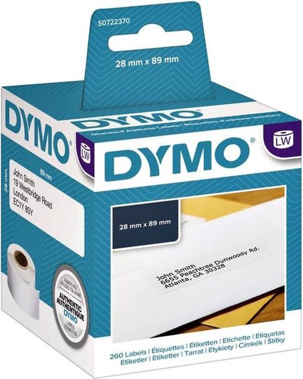 Dymo 99010 Adressetiketter - Vit - 89x28mm - 130 Etiketter