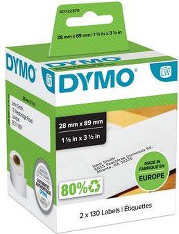 Dymo 99010 Adressetiketter - Vit - 89x28mm - 130 Etiketter