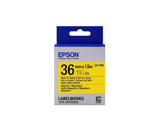 Epson LabelWorks LK-7YB2 - Magneettiset tarrat - musta keltaisella - rulla (3,6 cm x 1,5 m) 1 rulla (C53S657008)