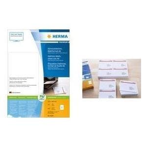 HERMA Premium - adressetiketter - papper - matt - permanent självhäftande - vit - 105 x 148 mm 800 etikett(er) (800 ark x 1) (8689)