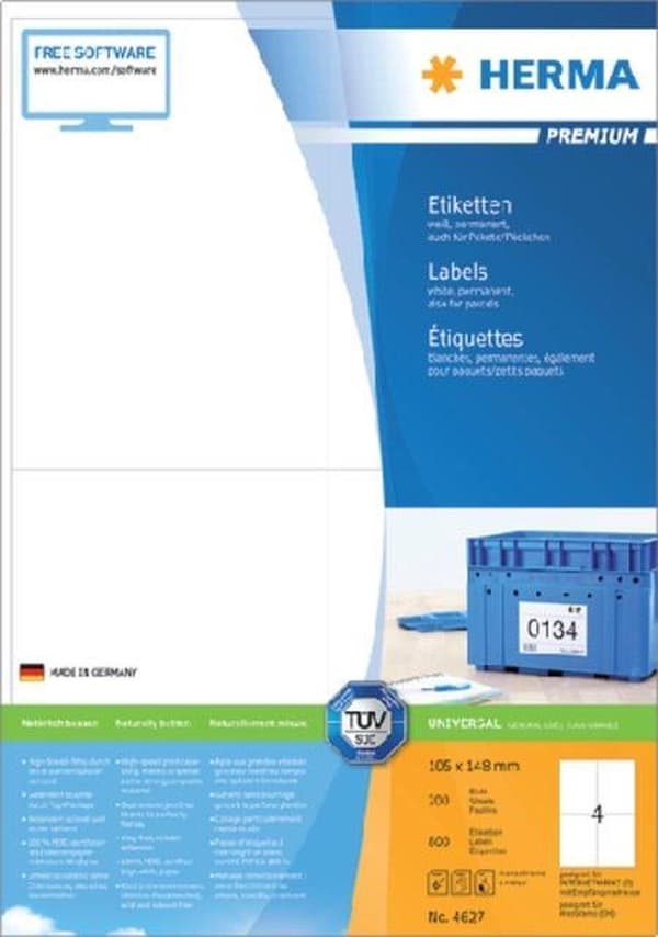 Herma skrivaretiketter Etiketter vit 105x148 SuperPrint 800 st.