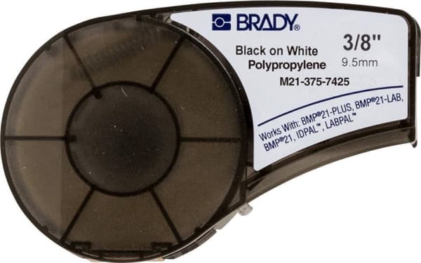 Brady, M21-375-7425, polypropen, svart på vitt, 9,53 mm x 6,4 m, Permanent, Endless (121014)