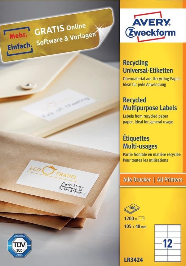 Private label Avery LR3424 Universal Label 105x48 Recy