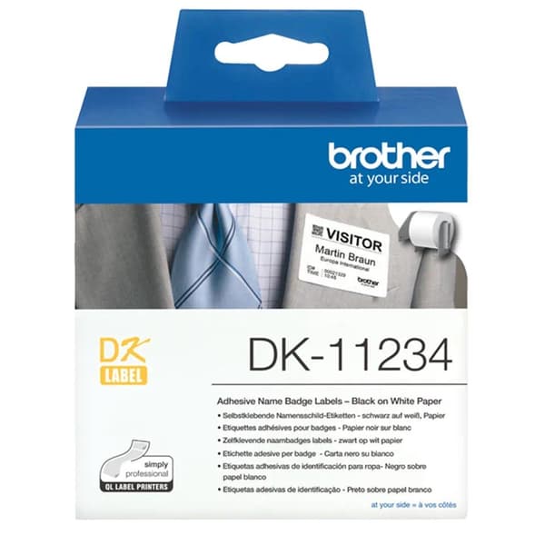 Brother DK11234 - Papir - selvklæbende - sort på hvidt - 60 x 86 mm 260 etikett(er) (1 rulle(r) x 260) udstansede etiketter - til Brother QL-1100, QL-