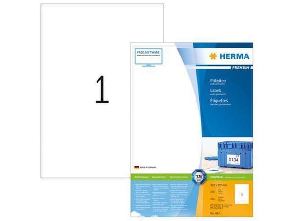 Herma tulostintarrat Tarrat valkoinen 210x297 SuperPrint 200 kpl.