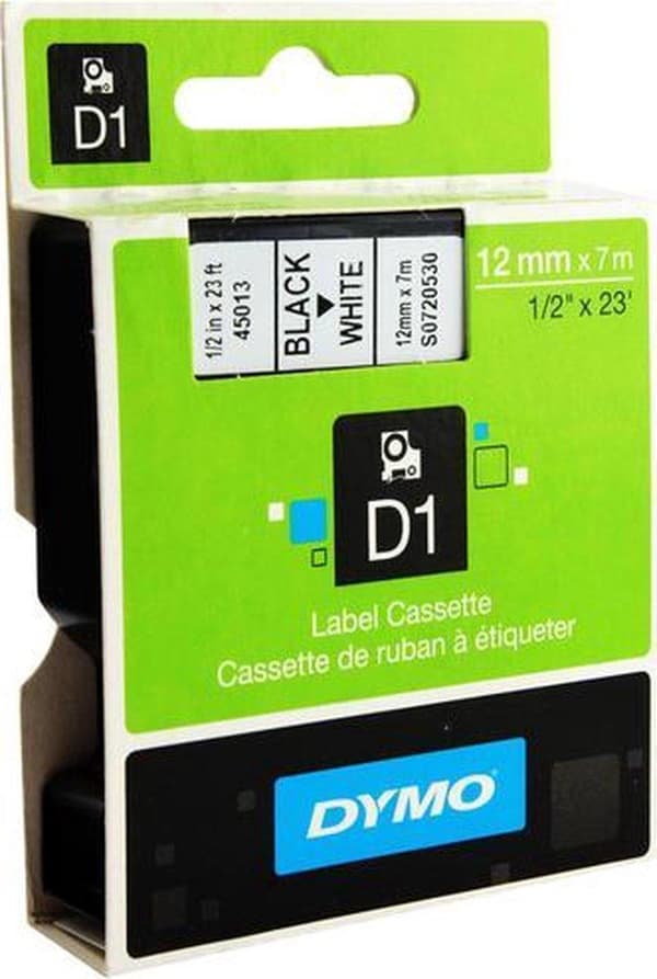 DYMO D1 Standard - Sort på hvid - 12 mm
