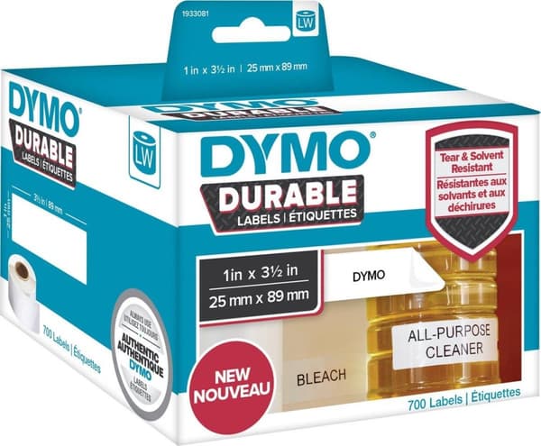 DYMO LW - LW-hållbara etiketter - 25 x 89 mm - 1933081