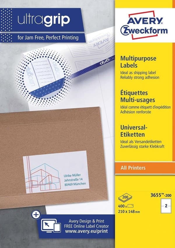Avery Zweckform 3655-200 etikett Vit rektangel Permanent 440 st.