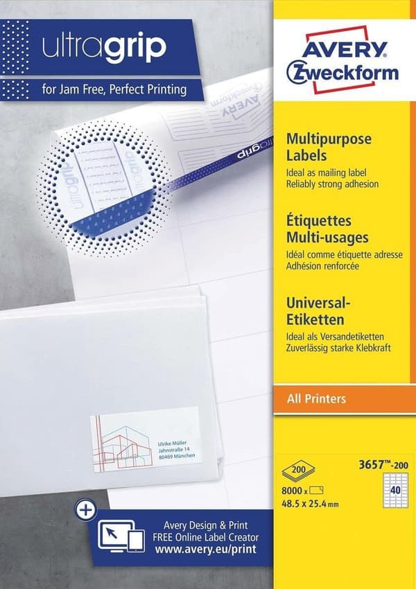 Private label Avery 3657-200 Universal Label 48,5x25,4mm