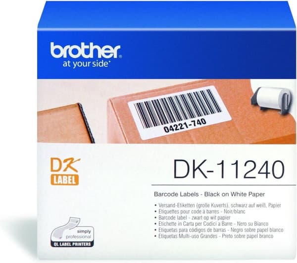 DK-11240 Die-Cut-etikett: 102x51mm - - Streckkodsetikett - vit (600 etiketter/rulle) endast för QL-1050(N)