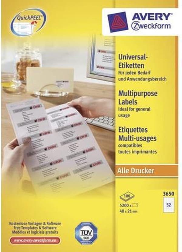 Private label Avery 3650 Universal Label 48x21mm