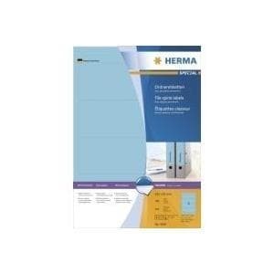 HERMA Special - Pysyvät itseliimautuvat mattapintaiset läpinäkymättömät paperiarkistointitarrat - Sininen - 192 x 61 mm - 400 tarraa (100 arkkia x 4)