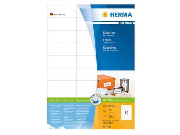 Herma tulostintarrat Tarrat valkoinen 70x29,7 SuperPrint 3000 kpl.
