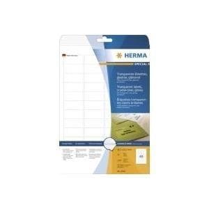 HERMA - Itsekiinnittyvät folioetiketit - läpinäkyvät - 21,2 x 45,7 mm 1200 etiketti(ä) (25 arkkia x 48) (8016)