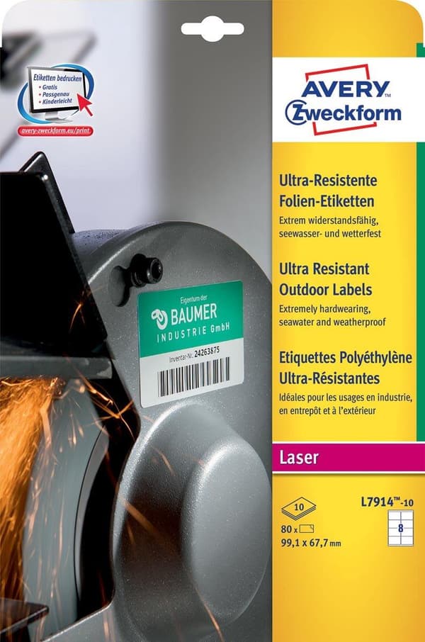 Avery Labels Zweckform 99,1 X 67,7 mm Vit 80 Styck