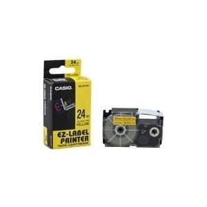 CASIO EZ-Label Printer XR-24YW1 selvklæbende etikettape 24 mm x 8,0 m sort på gul