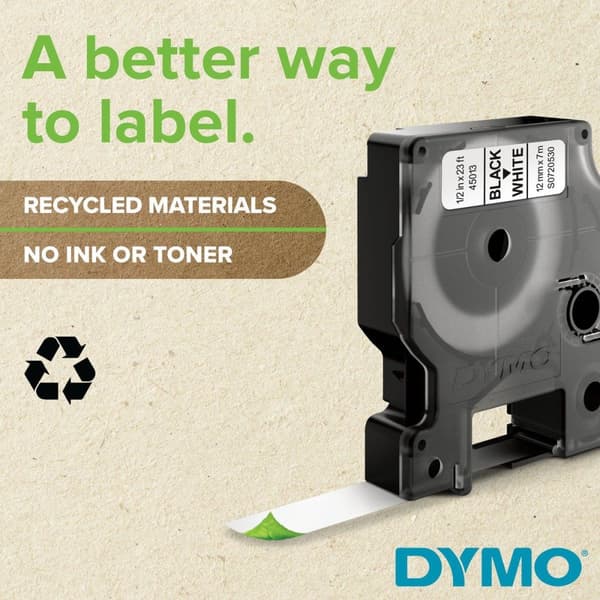Etikettband Dymo 45803 D1 720830 19mmx7m svart på vitt